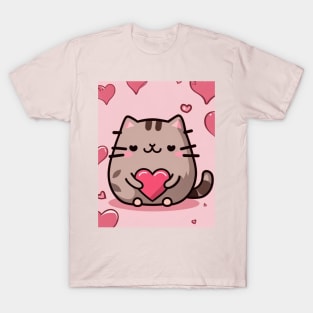 Pu-sheen Valentine cat T-Shirt